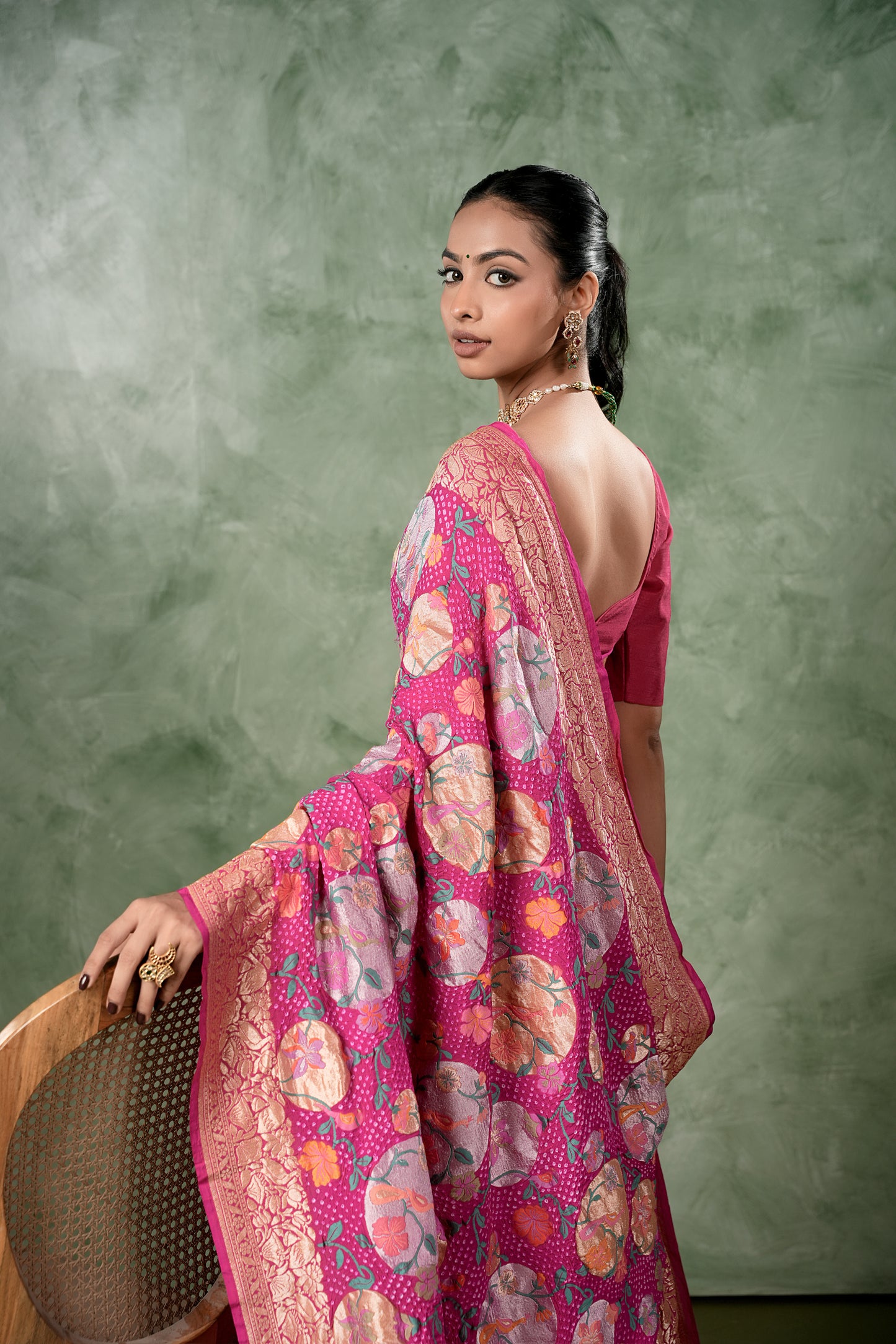 Pure Banarasi Georgette Bandhani Saree - Gulnaaz