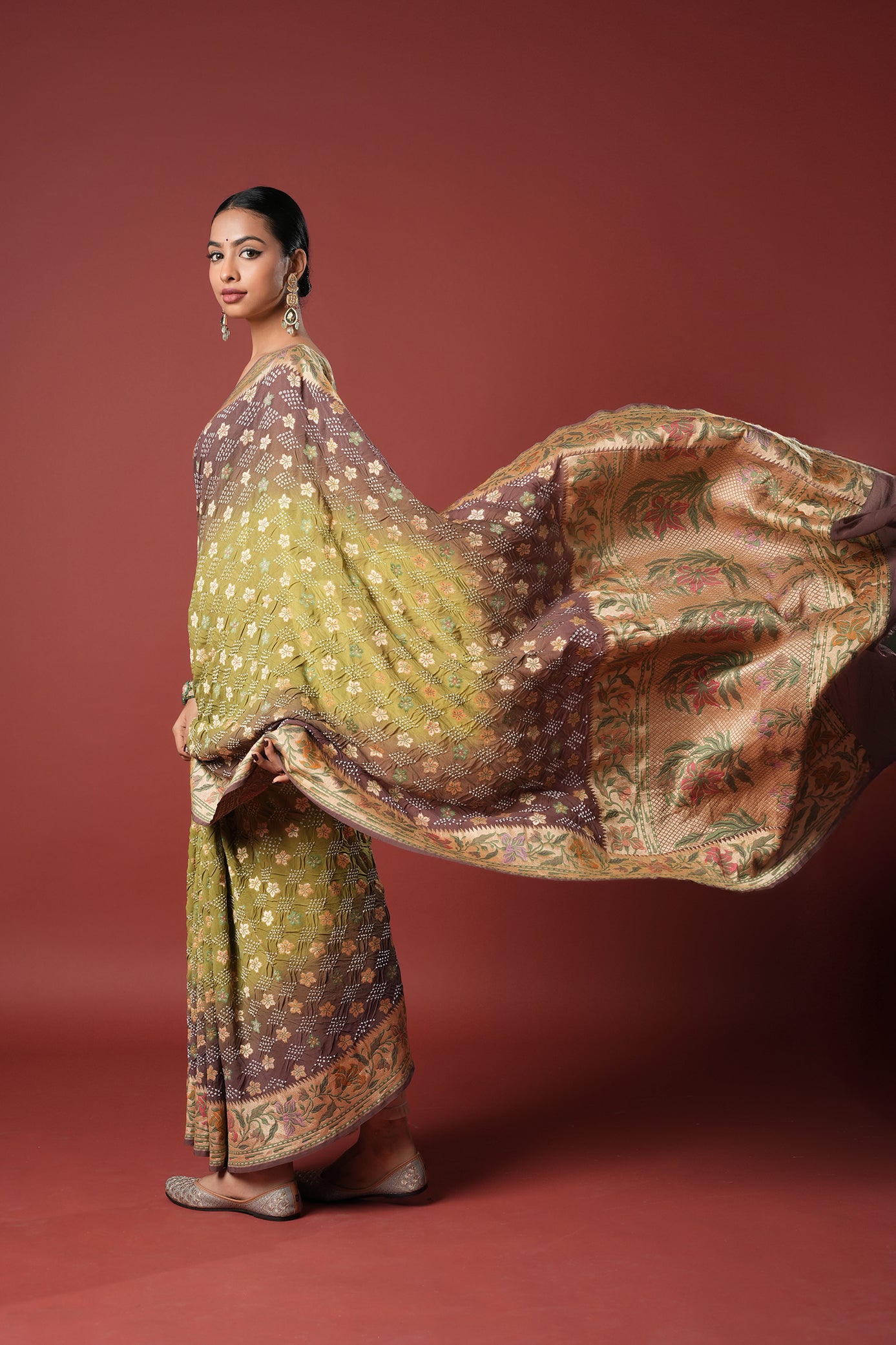 Pure Banarasi Georgette Bandhani Saree - Varnika