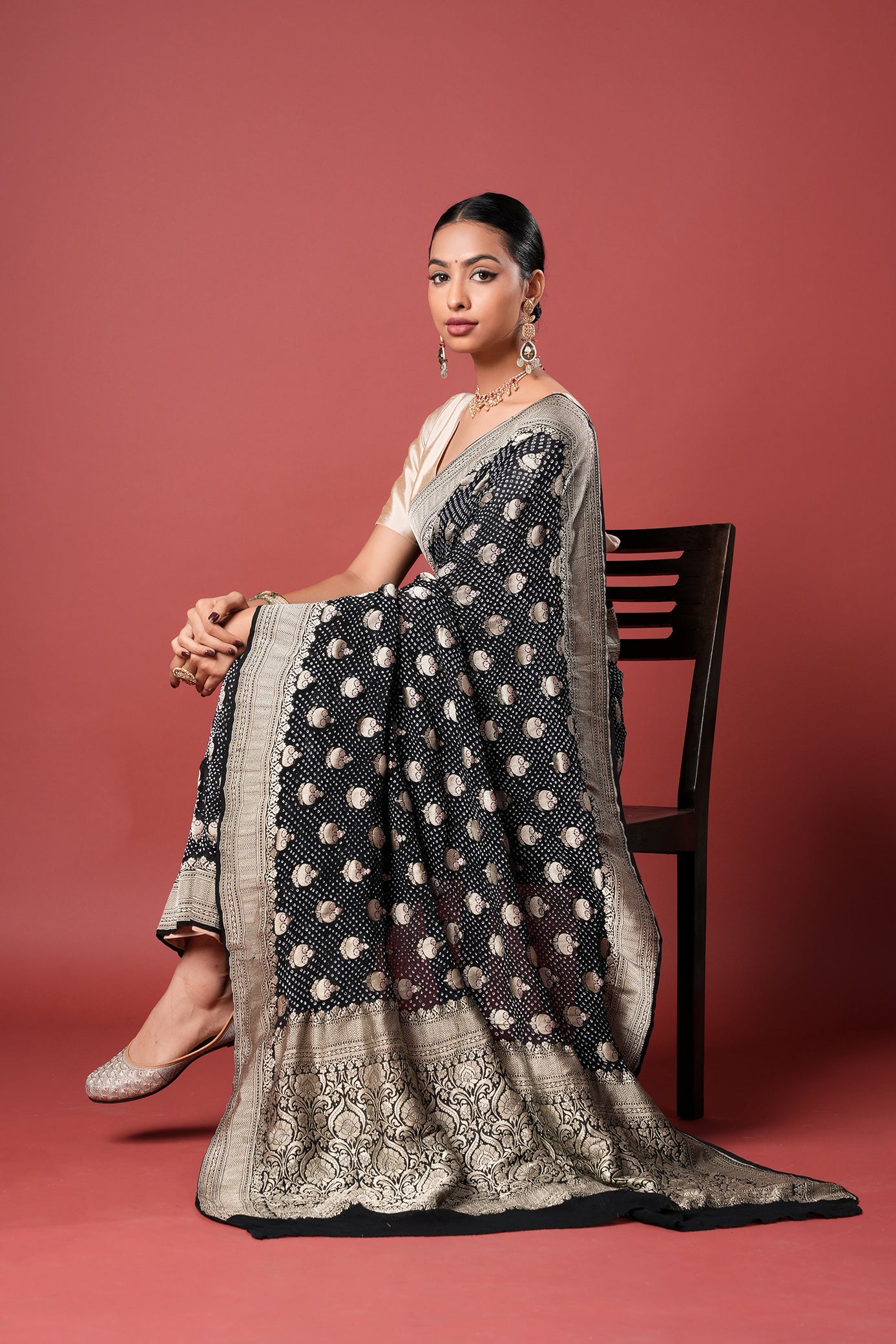 Pure Banarasi Georgette Bandhani Saree - Chandragatha