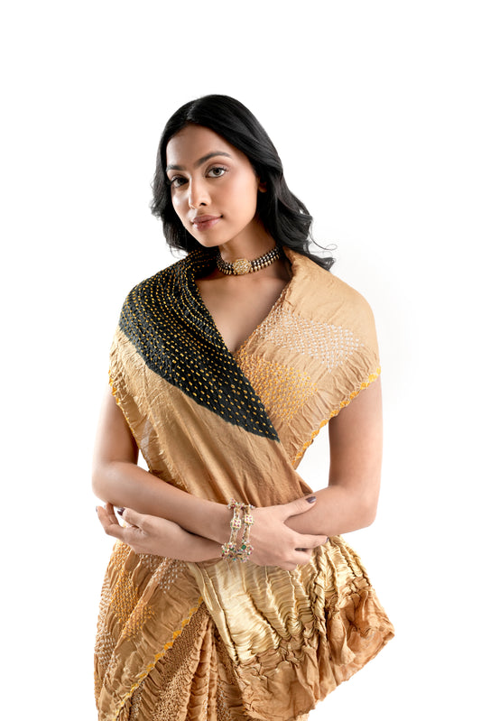 Pure Gajji Silk Bandhani Saree - Tanmaya
