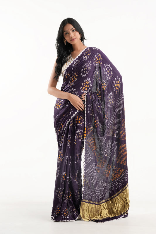 Pure Gajji Silk Bandhani Saree - Ravya