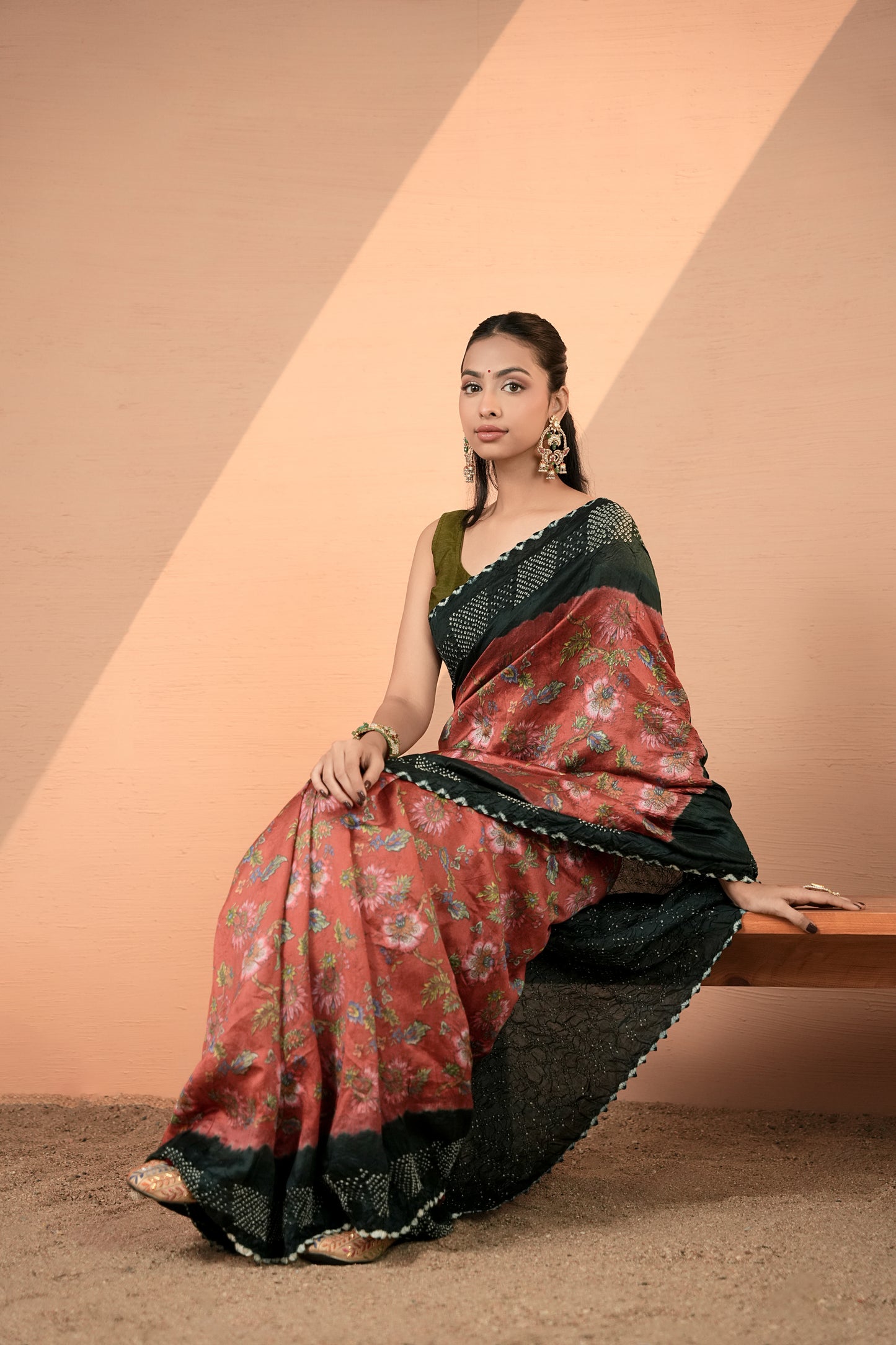 Chiniya Silk Bandhani Saree - Shyamli