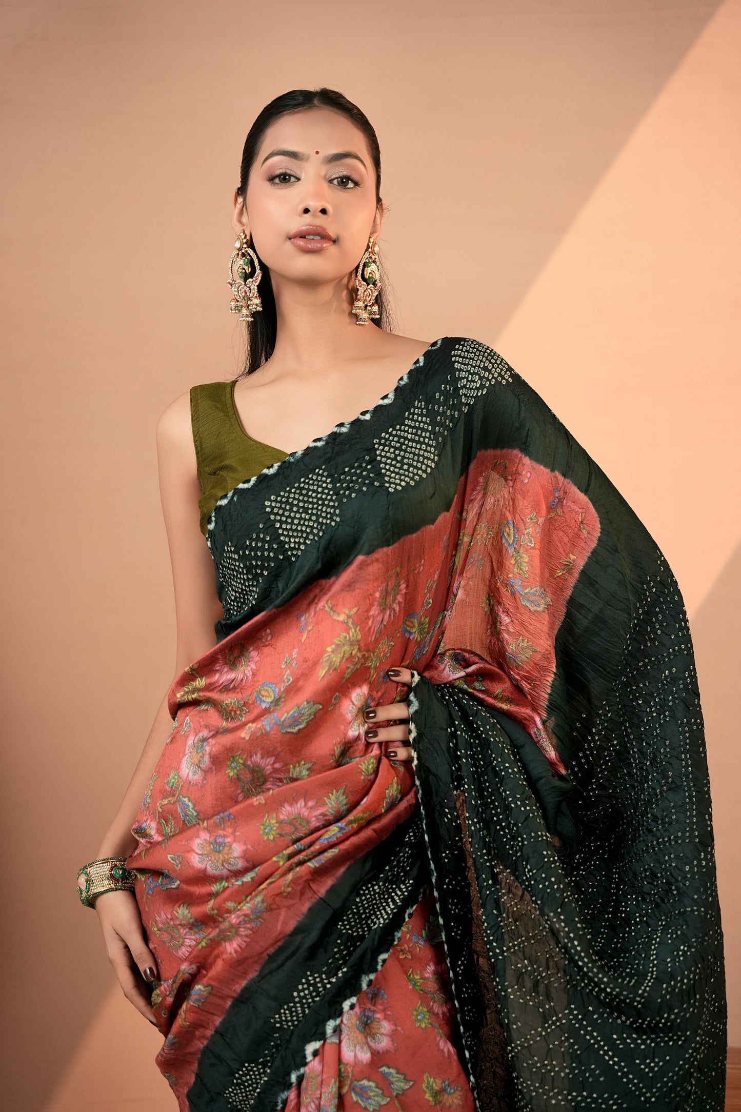 Chiniya Silk Bandhani Saree - Shyamli