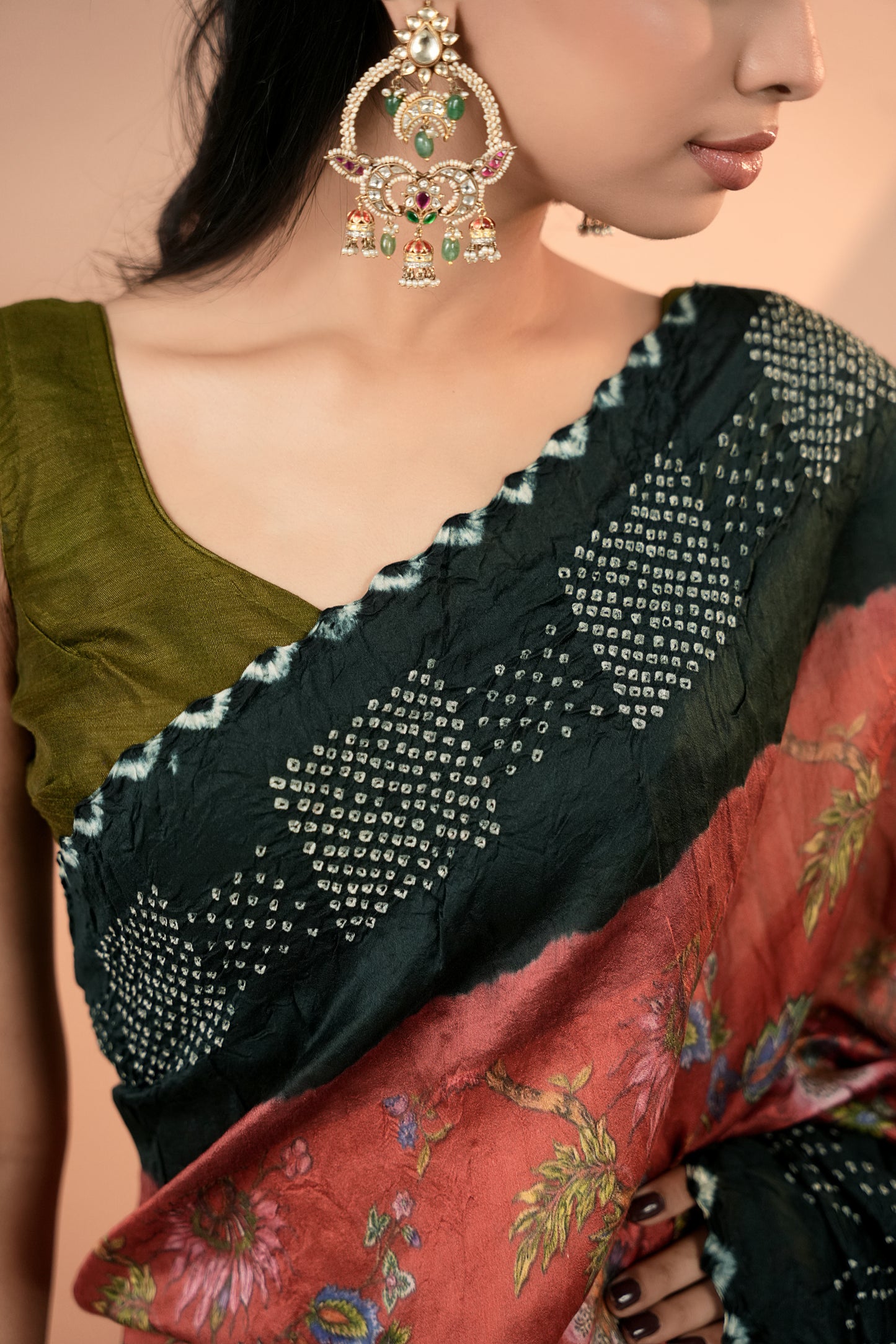 Chiniya Silk Bandhani Saree - Shyamli