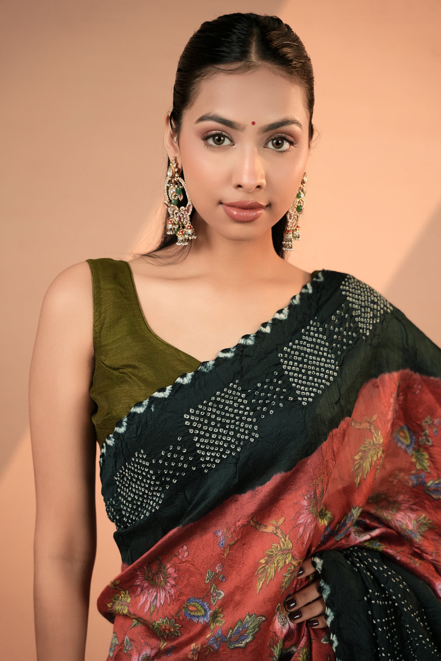Chiniya Silk Bandhani Saree - Shyamli