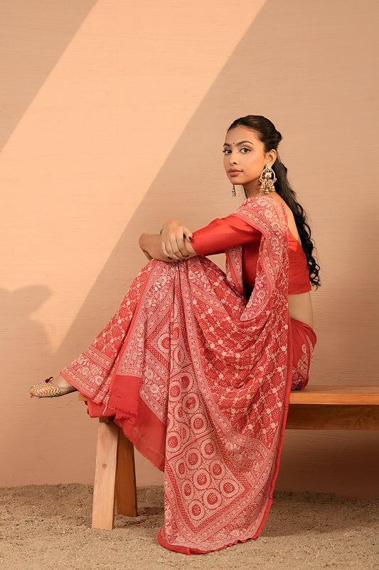 Pure Banarasi Georgette Bandhani Saree - Chitrika