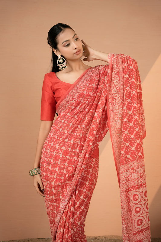 Pure Banarasi Georgette Bandhani Saree - Chitrika