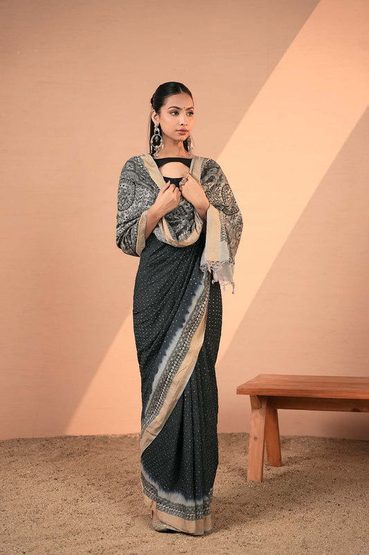 Chiniya Silk Bandhani Saree - Mehira