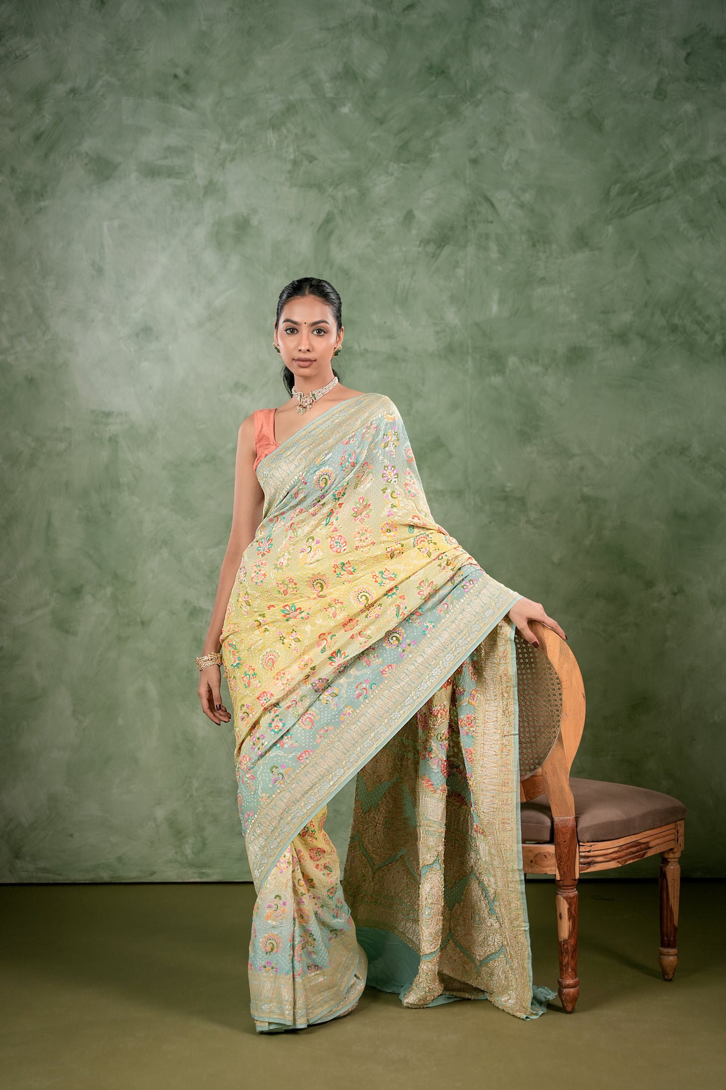 Pure Banarasi Georgette Bandhani Saree - Tarangini