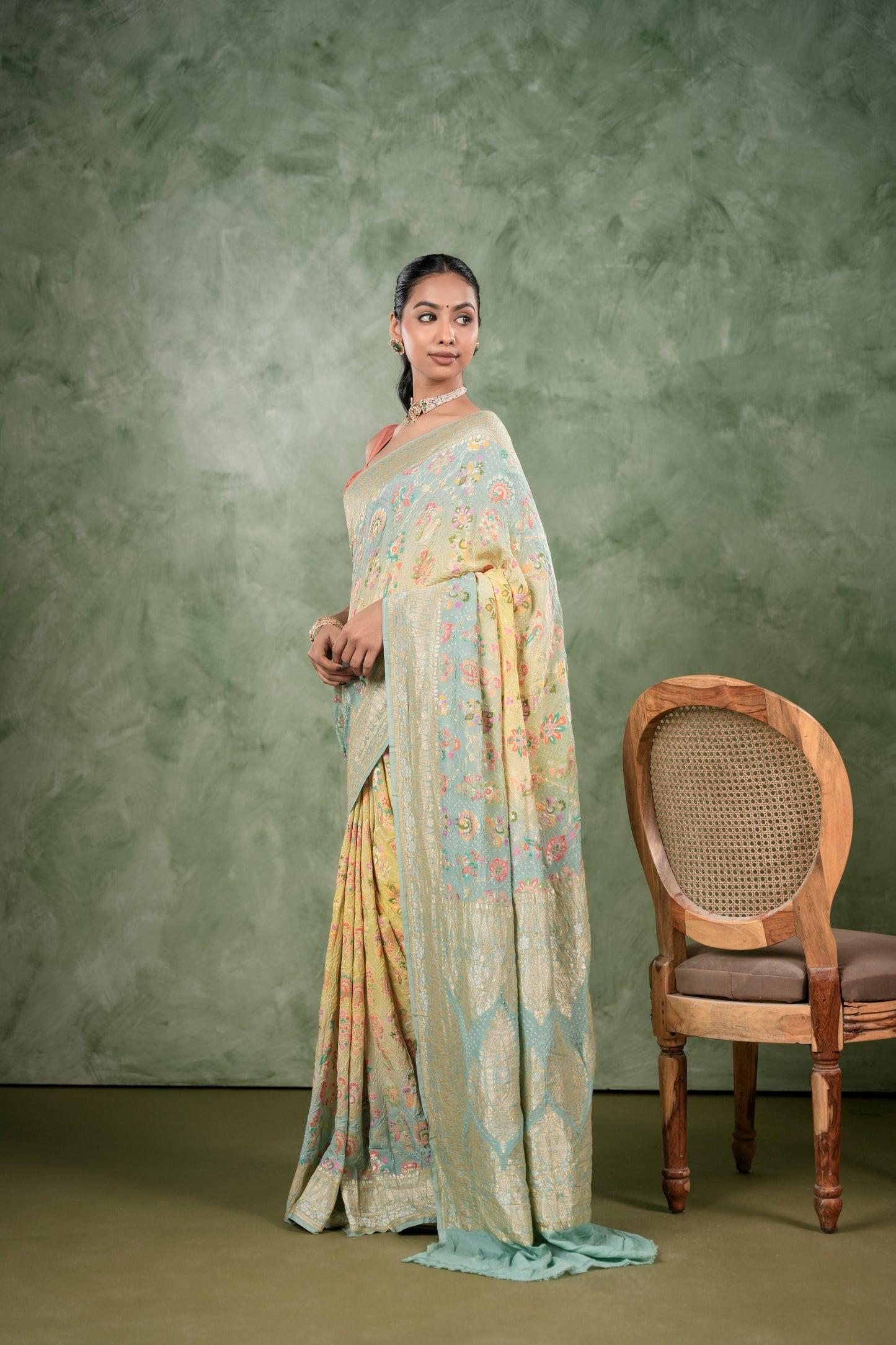 Pure Banarasi Georgette Bandhani Saree - Tarangini
