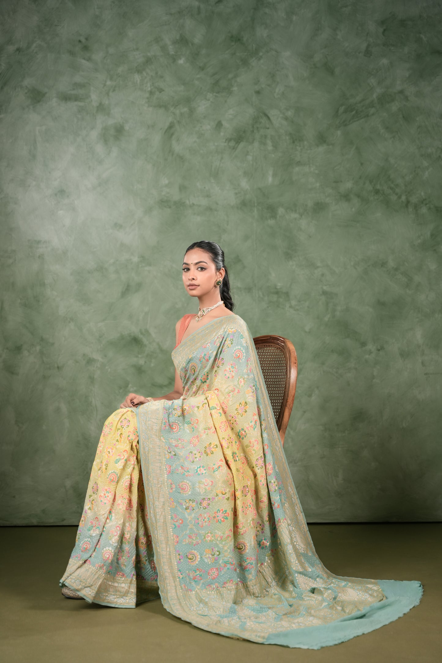 Pure Banarasi Georgette Bandhani Saree - Tarangini