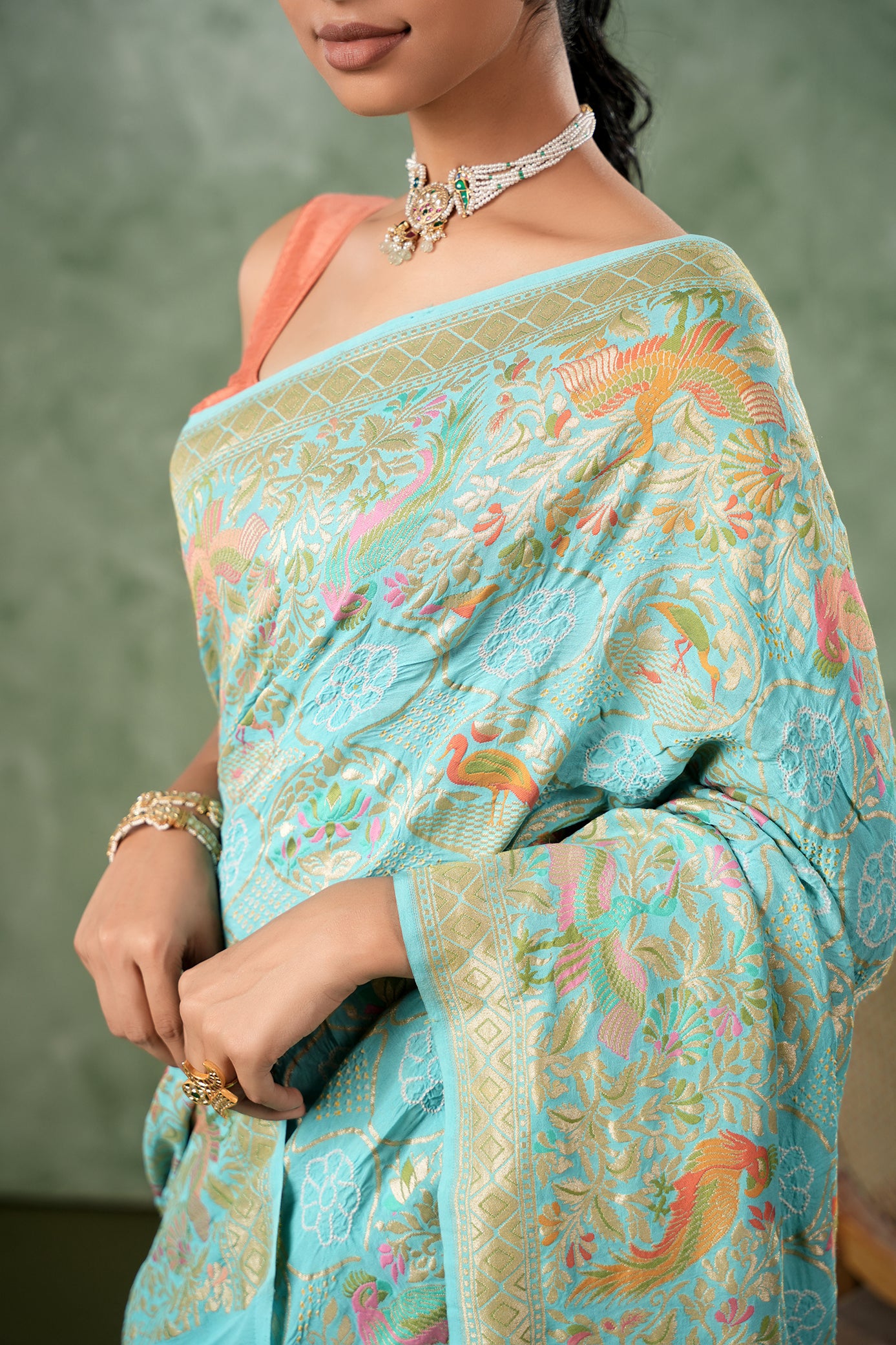 Pure Banarasi Georgette Bandhani Saree - Vihangini