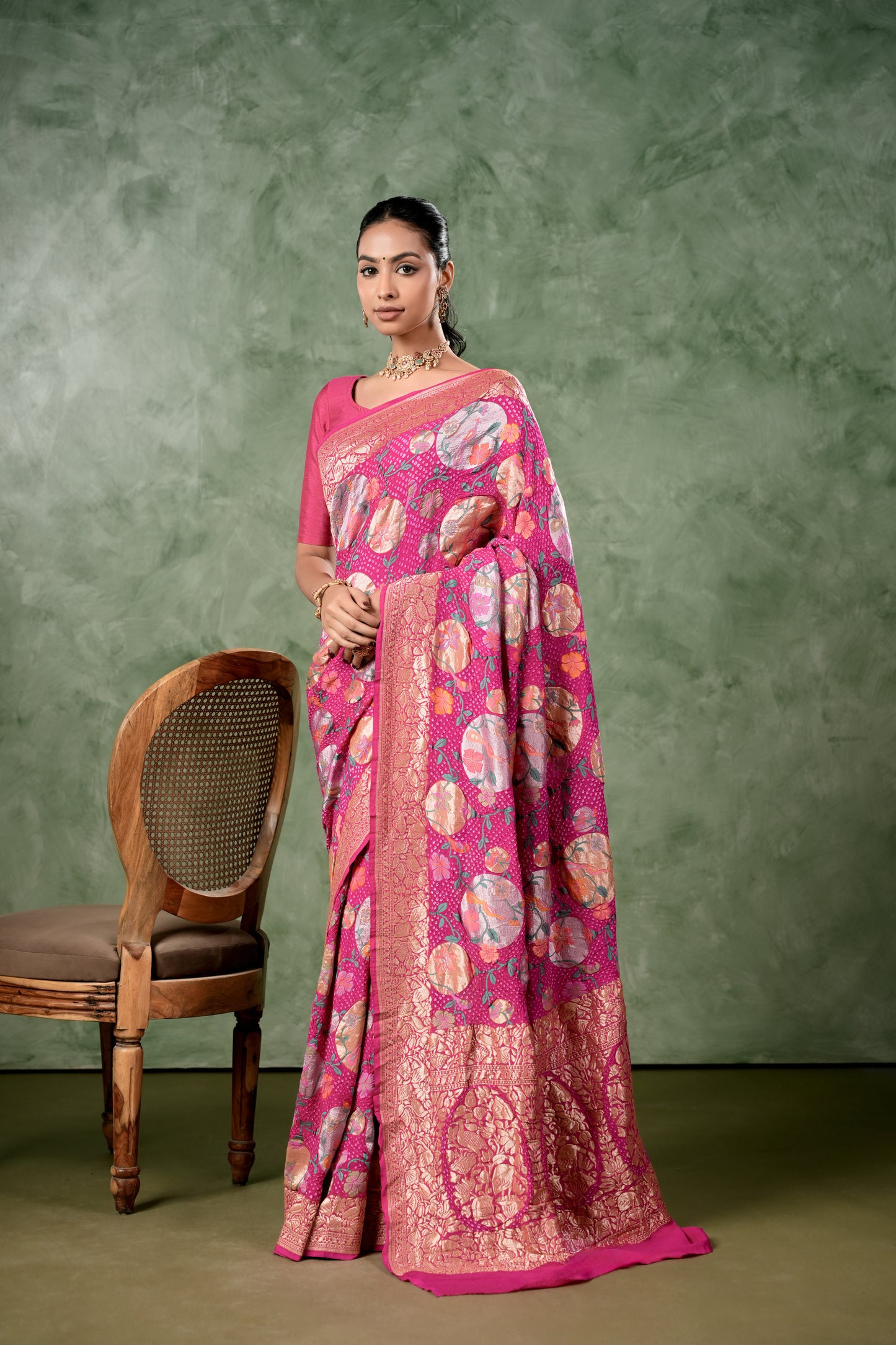Pure Banarasi Georgette Bandhani Saree - Gulnaaz