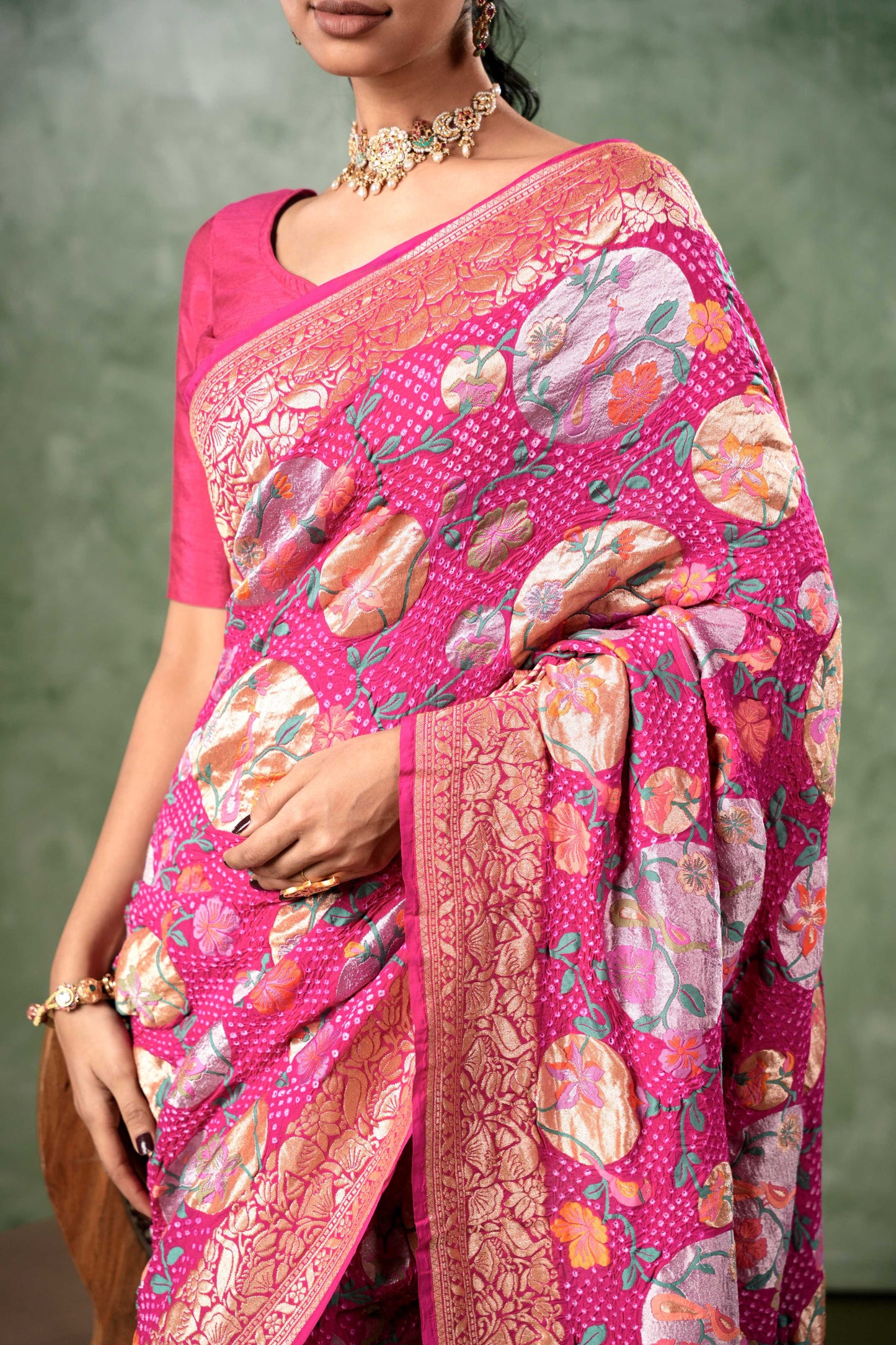 Pure Banarasi Georgette Bandhani Saree - Gulnaaz