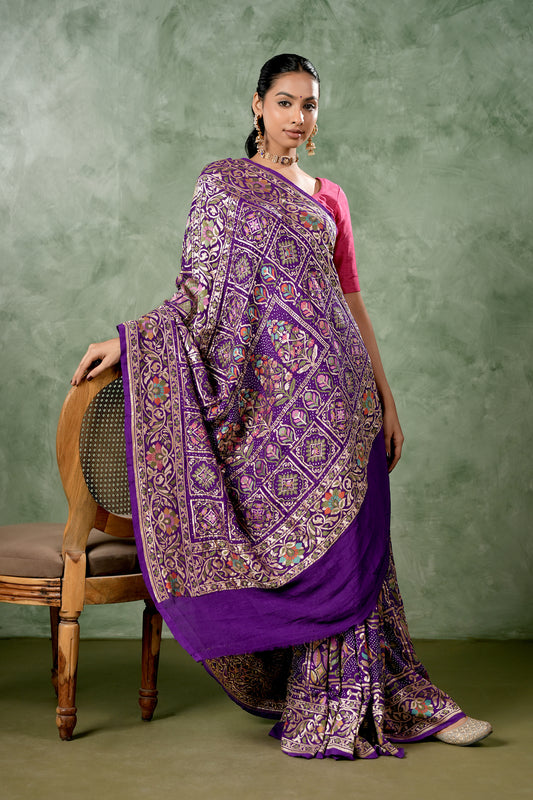 Pure Banarasi georgette Bandhani Saree - Rajratna