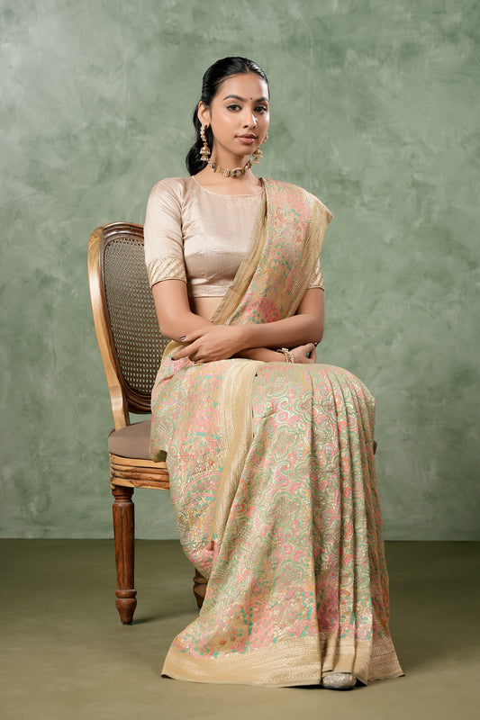 Pure Banarasi Georgette Bandhani Saree - Manjari
