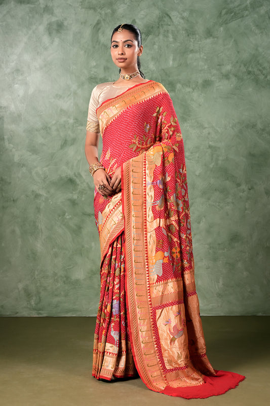 Pure Banarasi Georgette Bandhani Saree - Vanya