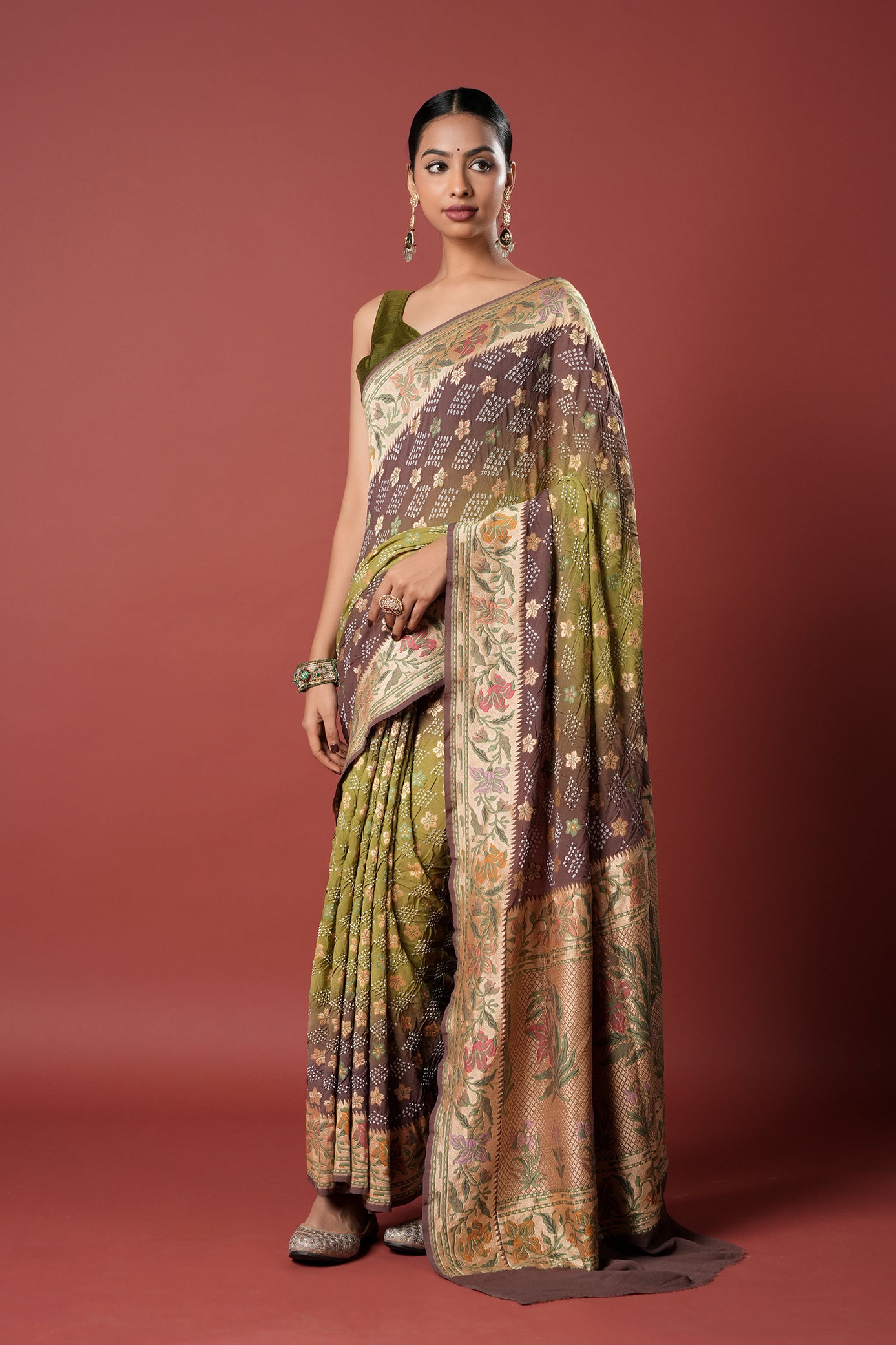 Pure Banarasi Georgette Bandhani Saree - Varnika