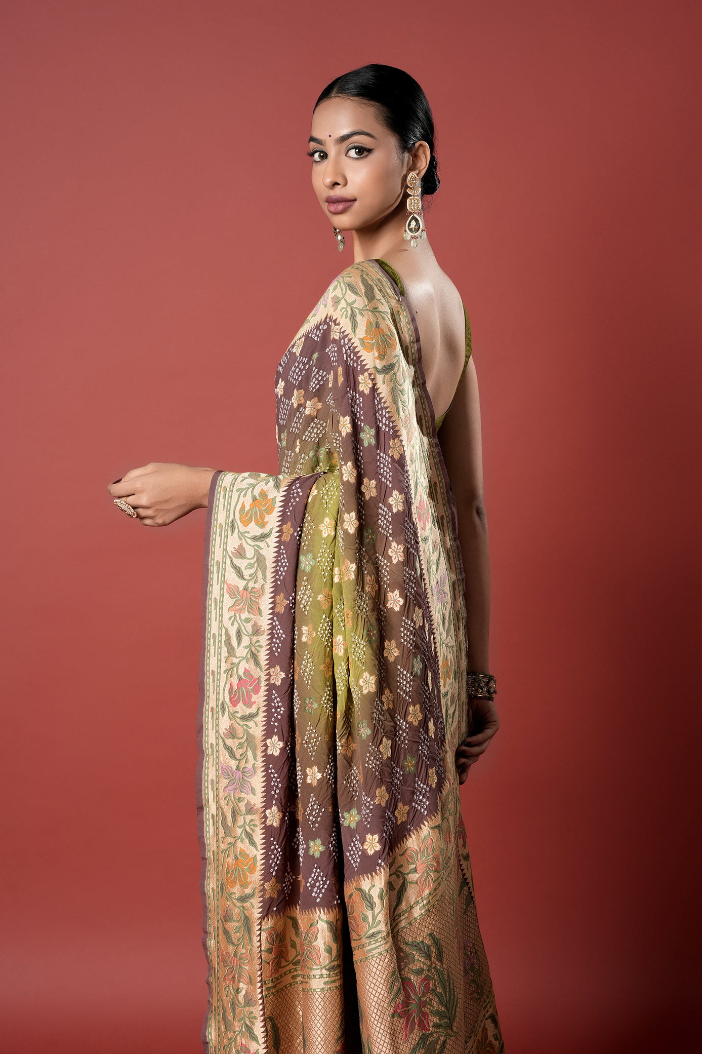 Pure Banarasi Georgette Bandhani Saree - Varnika