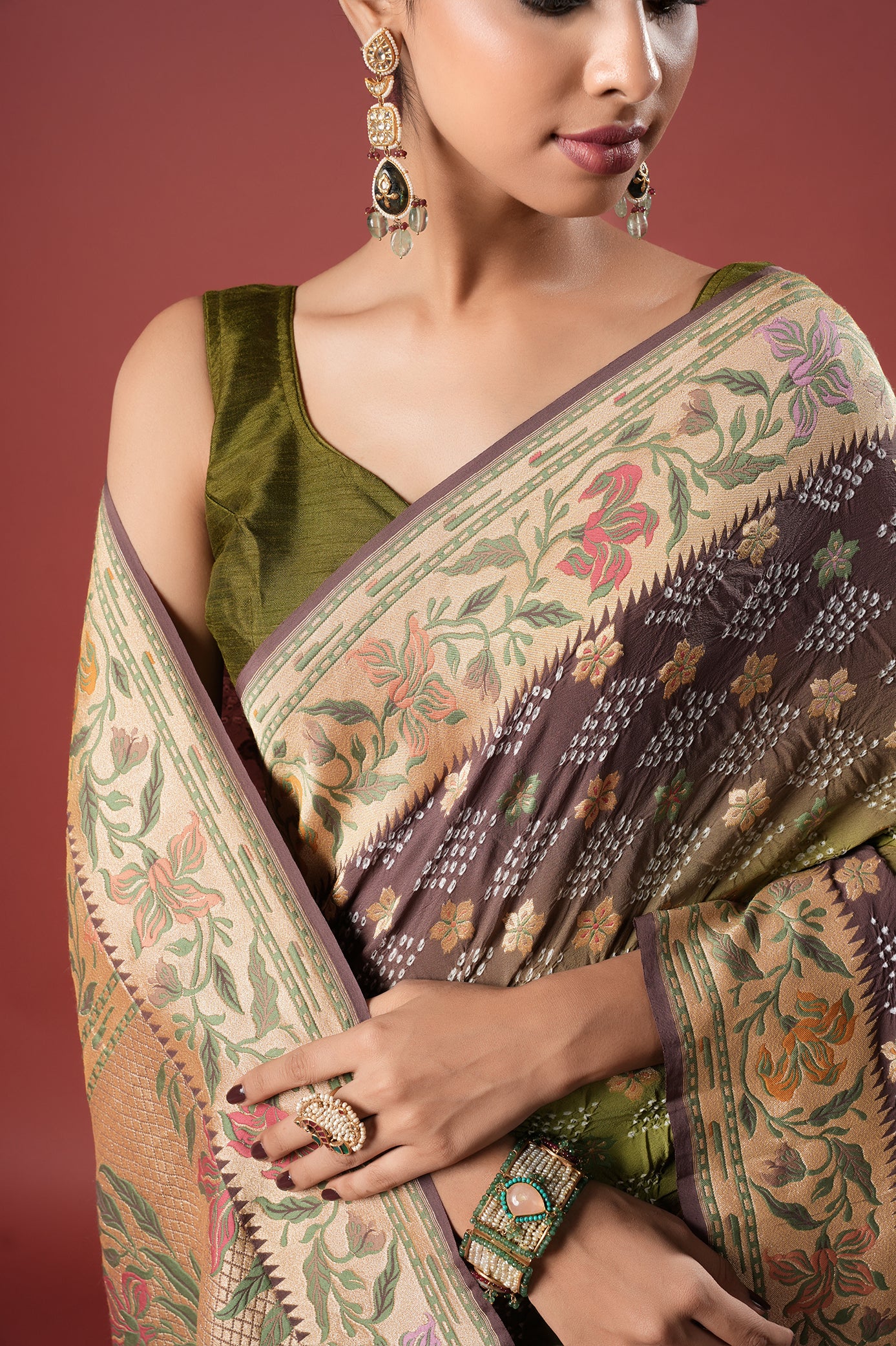 Pure Banarasi Georgette Bandhani Saree - Varnika