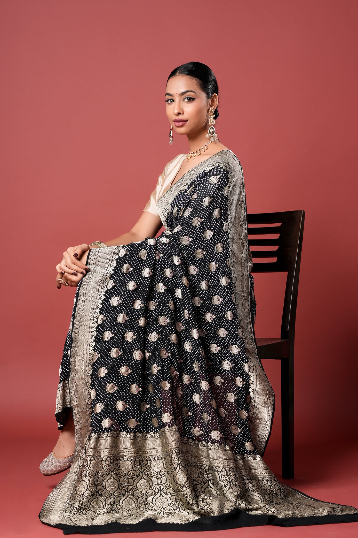 Pure Banarasi Georgette Bandhani Saree - Chandragatha