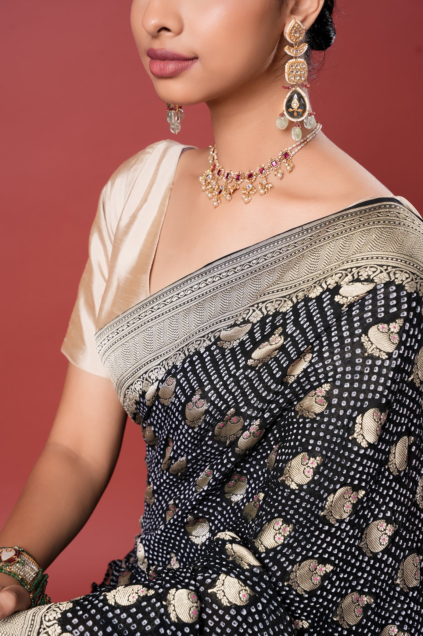 Pure Banarasi Georgette Bandhani Saree - Chandragatha