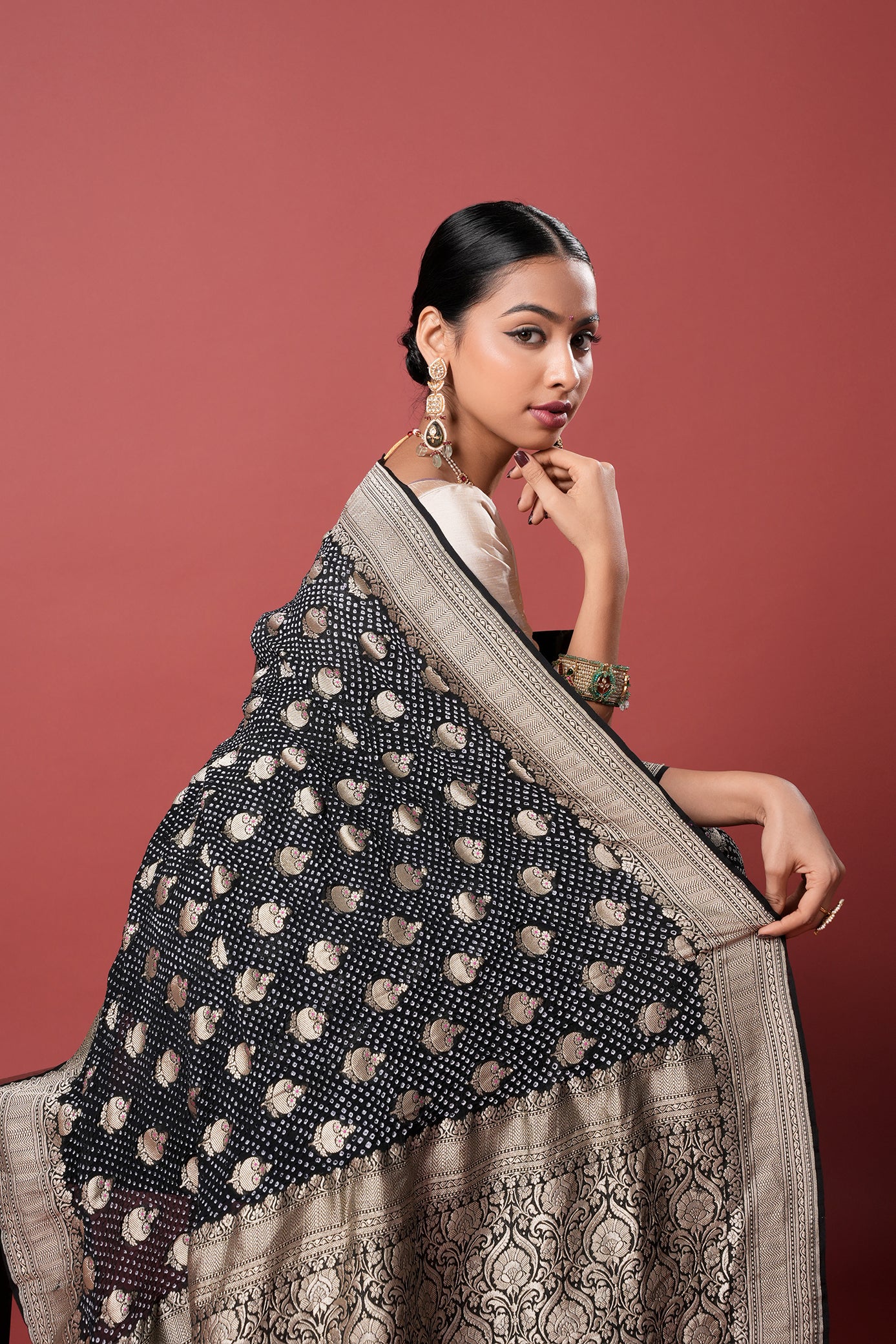 Pure Banarasi Georgette Bandhani Saree - Chandragatha