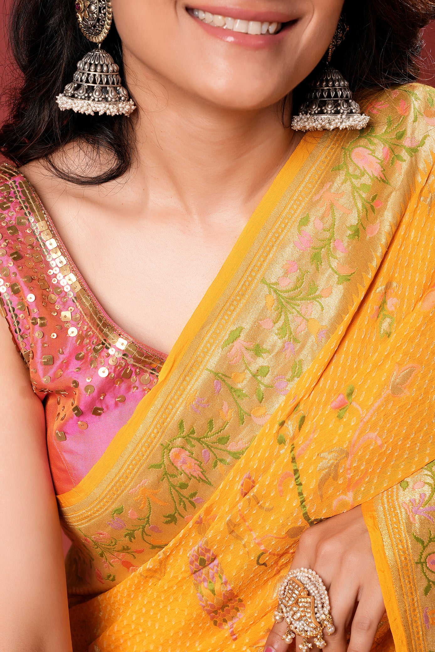 Pure Banarasi Georgette Bandhani Saree - Swarnika
