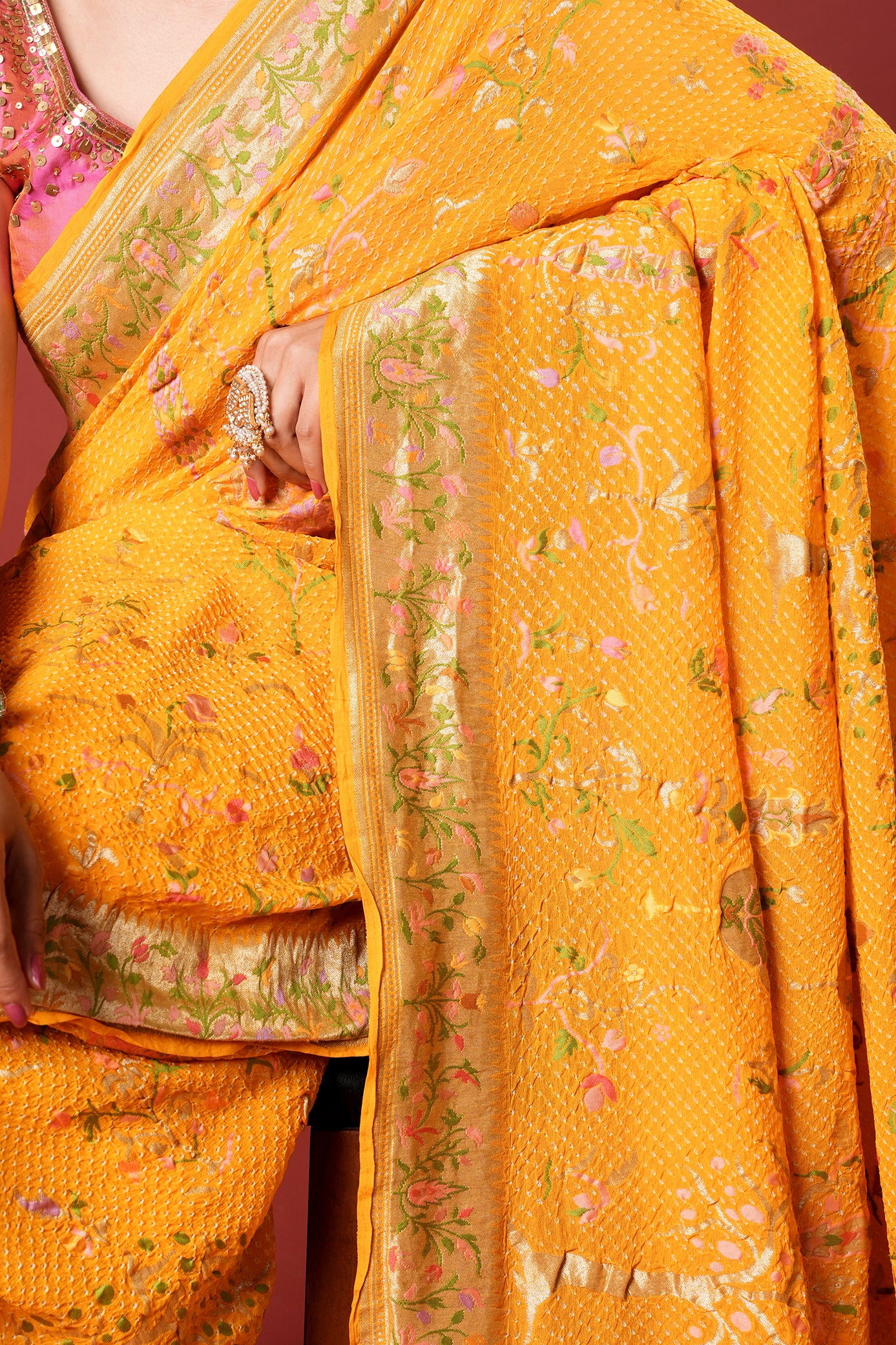 Pure Banarasi Georgette Bandhani Saree - Swarnika