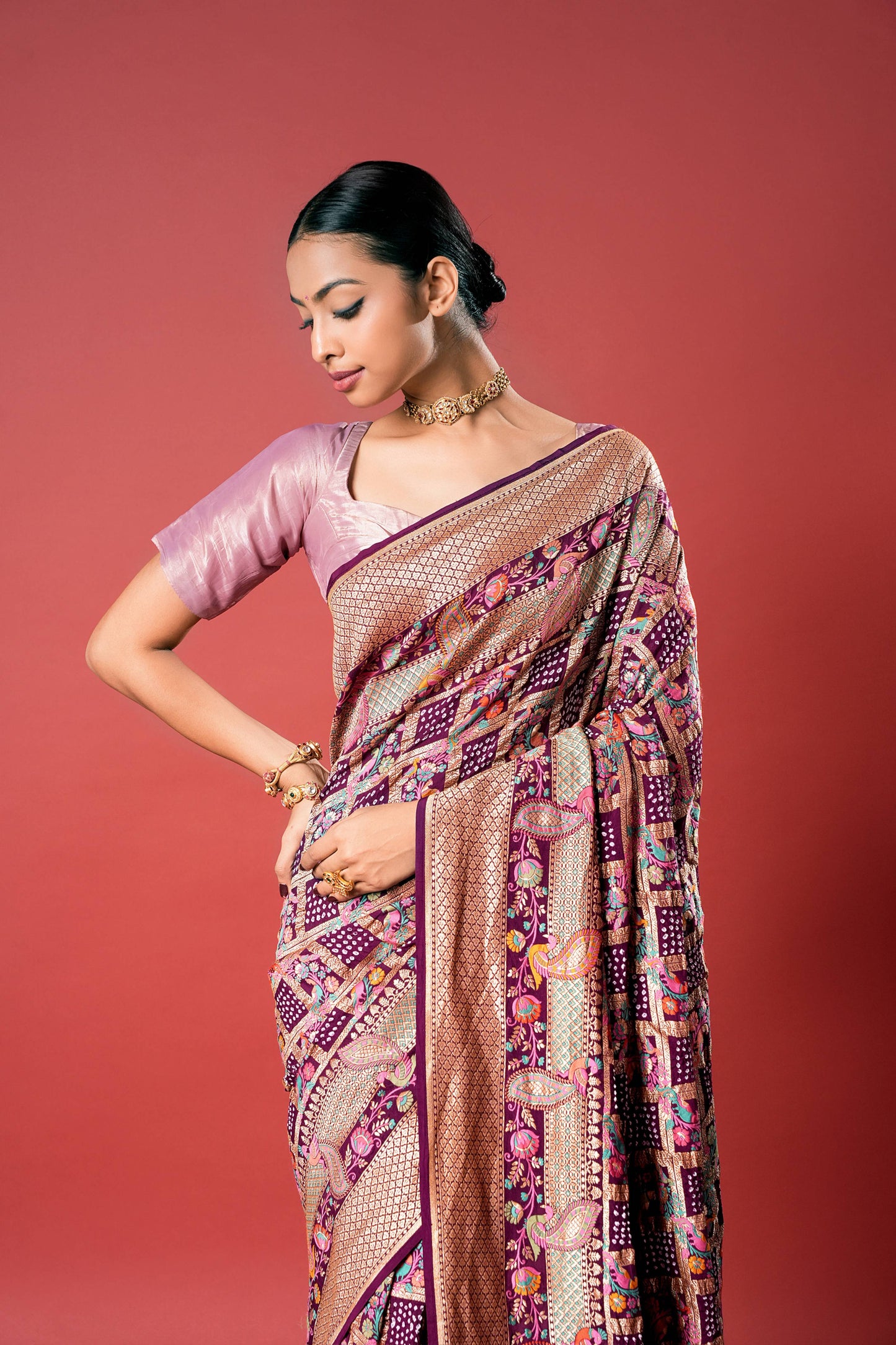 Pure Banarasi Georgette Bandhani Saree - Mayurika