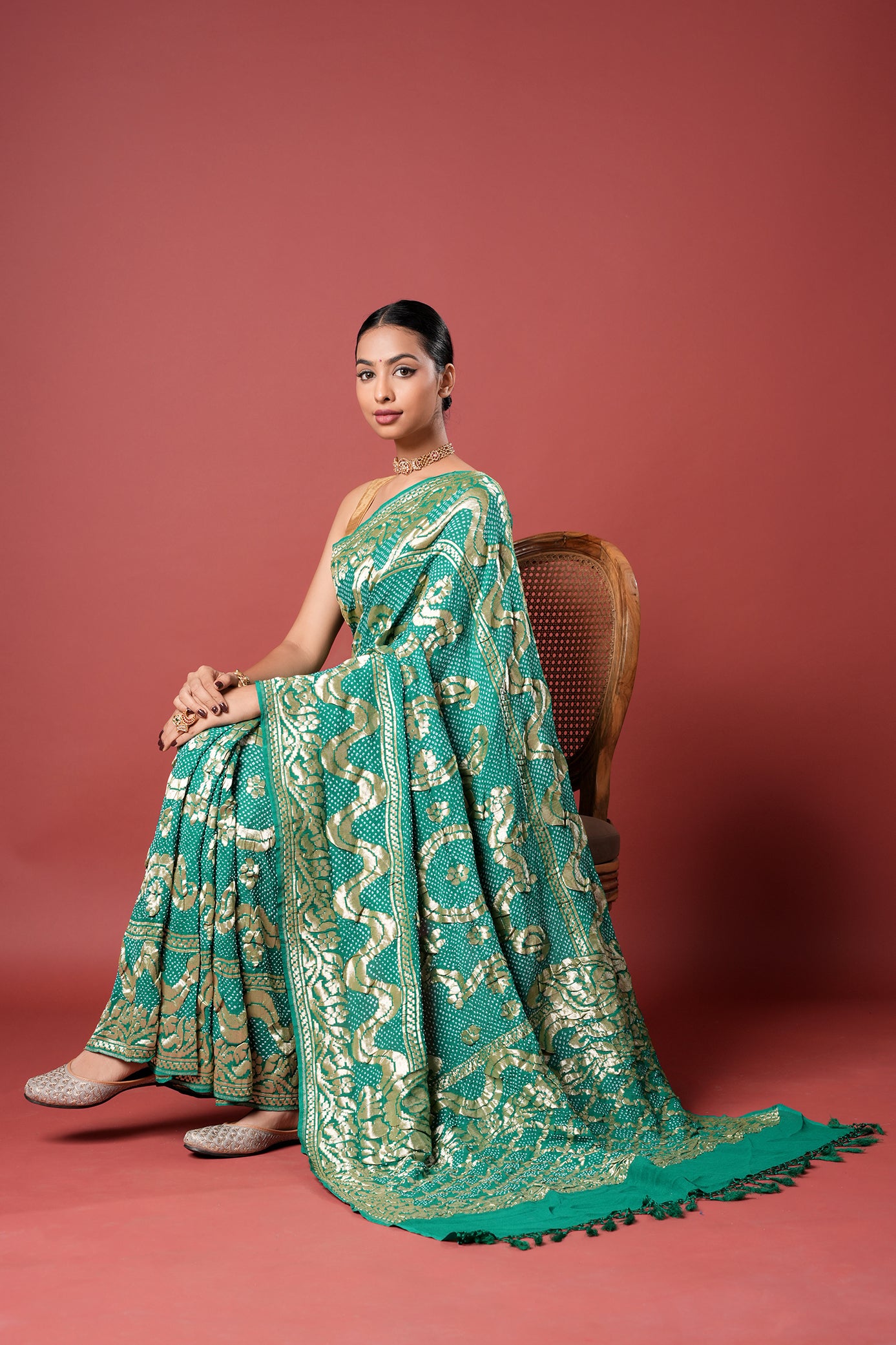 Pure Banarasi Georgette Bandhani Saree - Sharvani