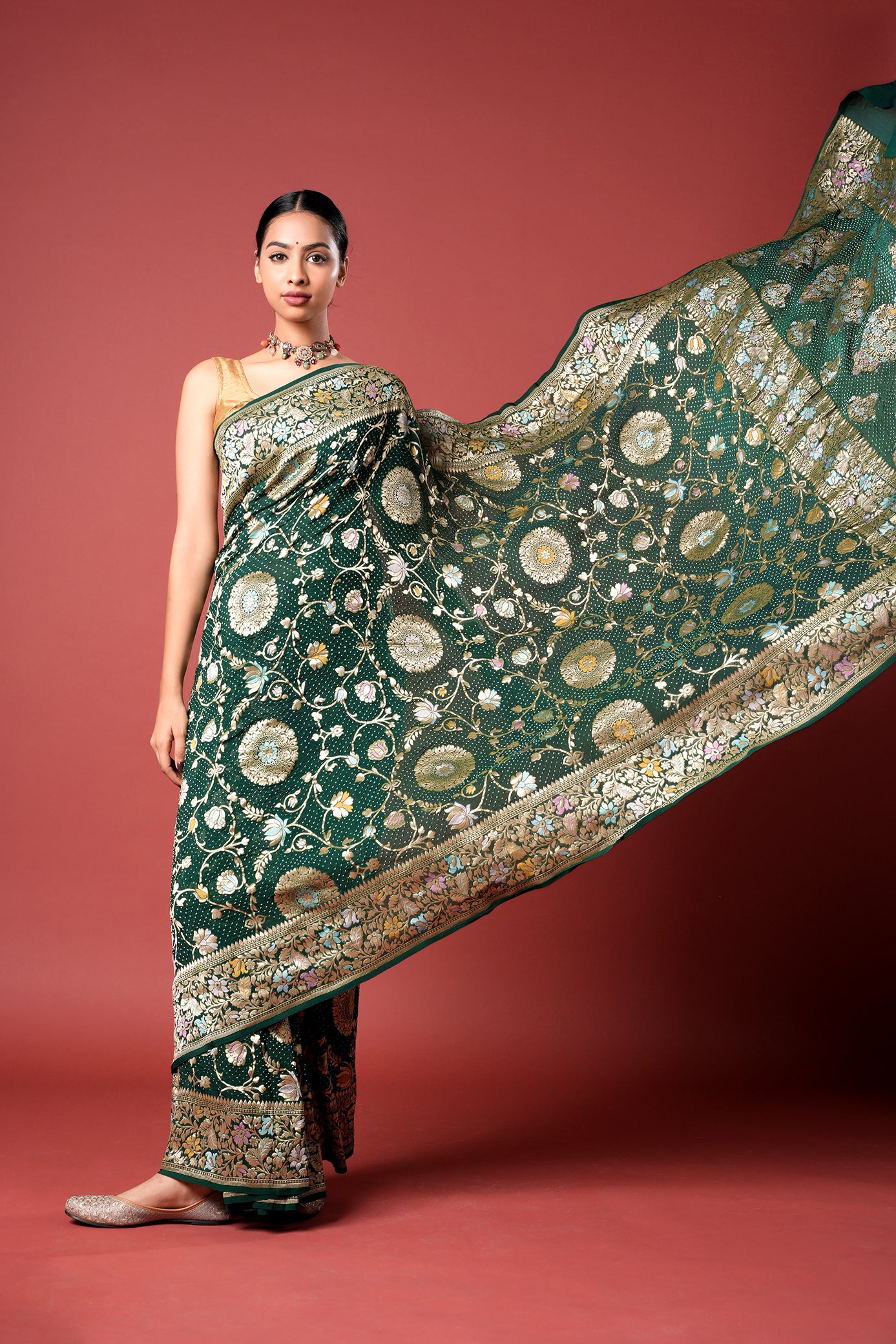 Pure Banarasi Georgette Bandhani Saree - Vrinda