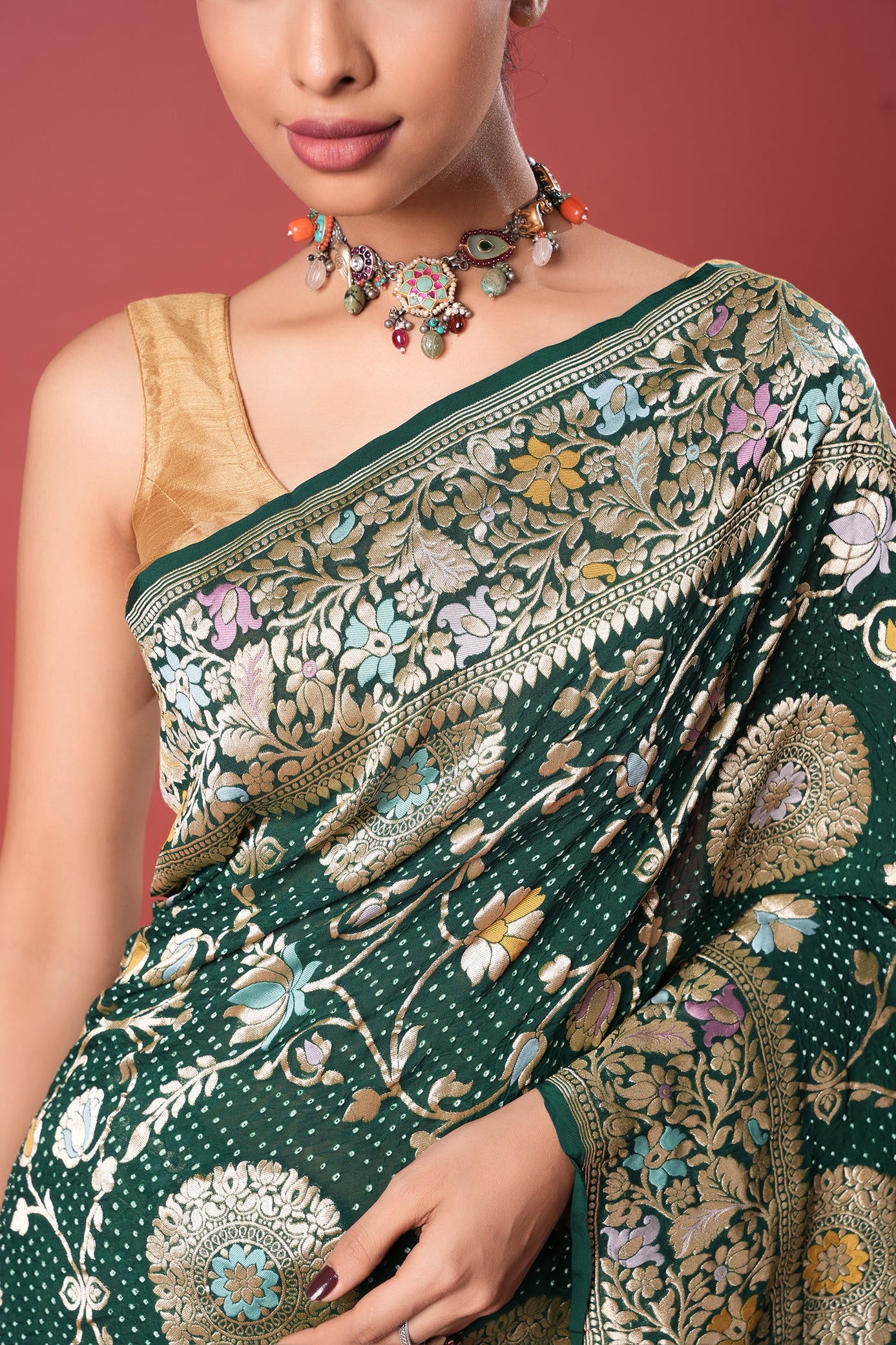 Pure Banarasi Georgette Bandhani Saree - Vrinda